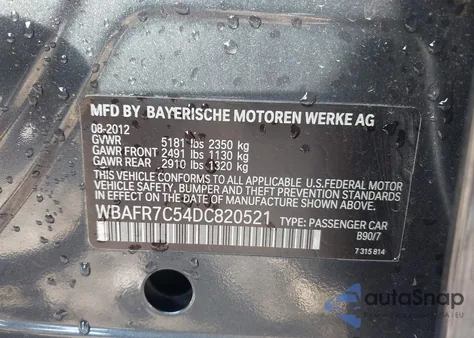 2013 BMW 535I z USA, uszkodzony, nr VIN WBAFR7C54DC820521